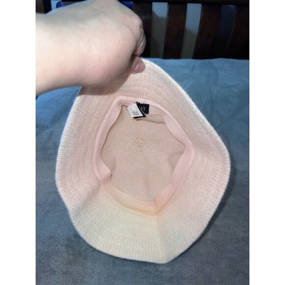 GAP Bucket Hat Vintage Y2K Soft Pink Rabbit Hair Wool Blend Eyelash Velvet Bow - Picture 6 of 9